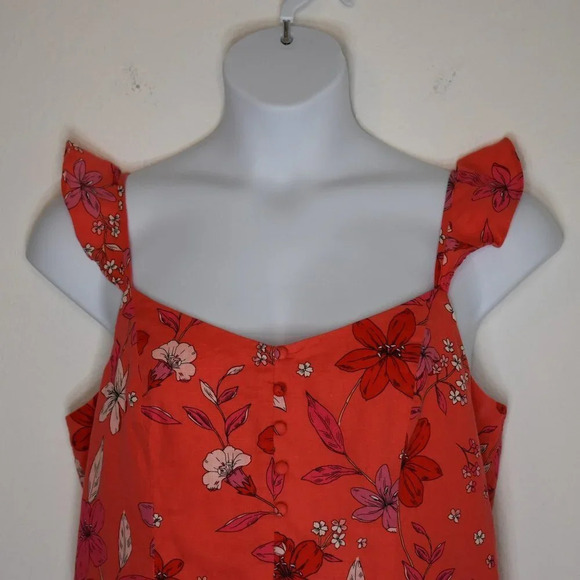 Banana Republic Linen Floral Corset Sz XL Cropped Smocked Back Cottagecore Boho - Picture 2 of 14